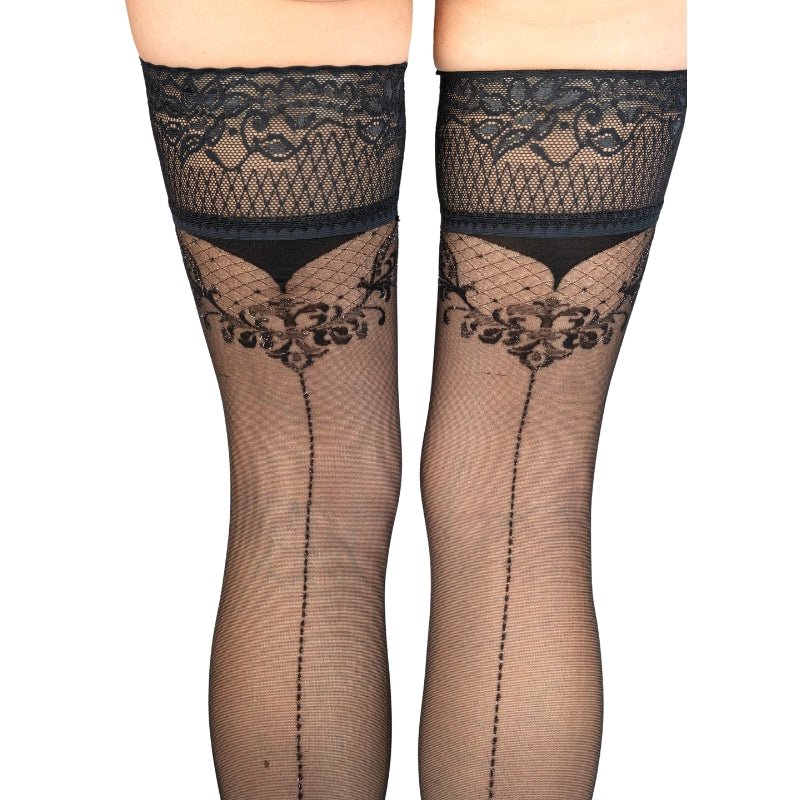 Ballerina's Secret Dotted Seam Hold-Ups - Elegante DoorzichtigheidDames lingerie - Xl - body / pantyBallerina's SecretBlack SecretS/M