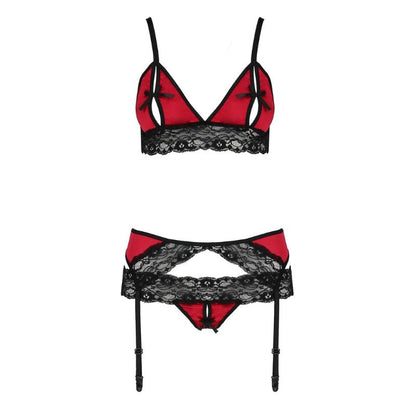 Jarretel Set met Bijpassende String | Open Cups en Kruis |Dames lingerie - Jarretel setjesCasmirCasmirS/M