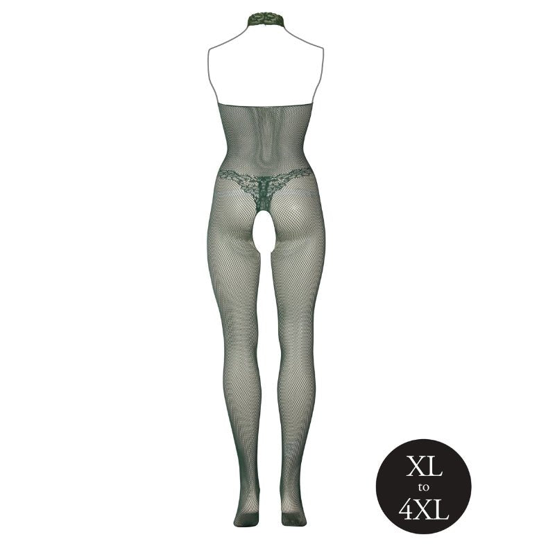 Le Désir Groene Bodystocking met Kantpatroon en Visnet - Queen SizeDames lingerie - BodystockingLe DesirBodystocking